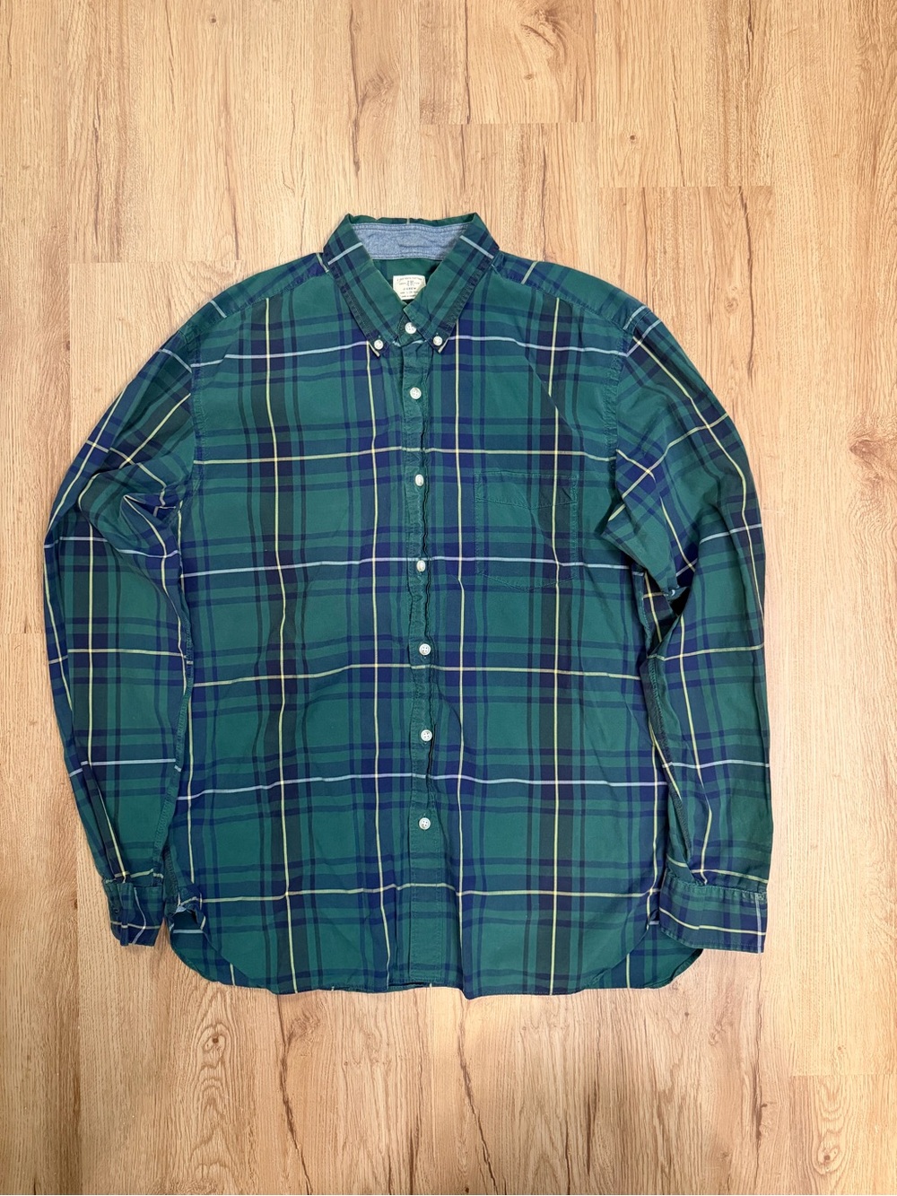 J. Crew Green and Navy Plaid Button-Down Shirt